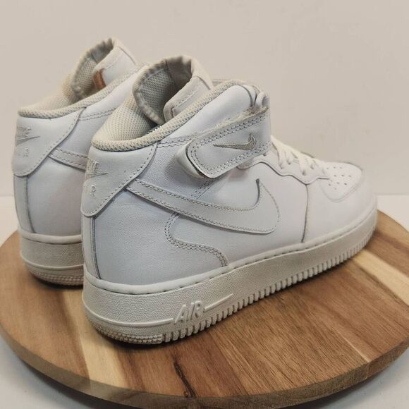 Nike Air Force 1 One Mid Triple White Leather Original 315123-111 Size 9 Mens - Picture 4 of 9